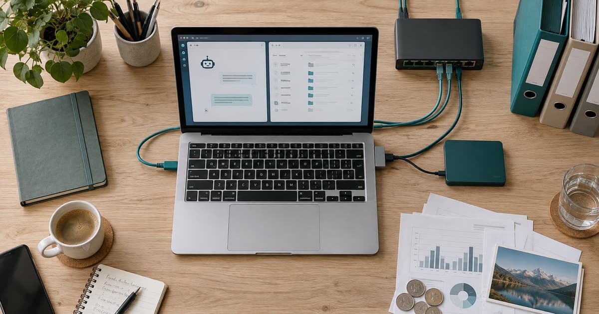 MCP-Server als Verbindung zwischen KI-Assistent und Geschäftssystemen wie Buchhaltung, CRM und Dateiablage