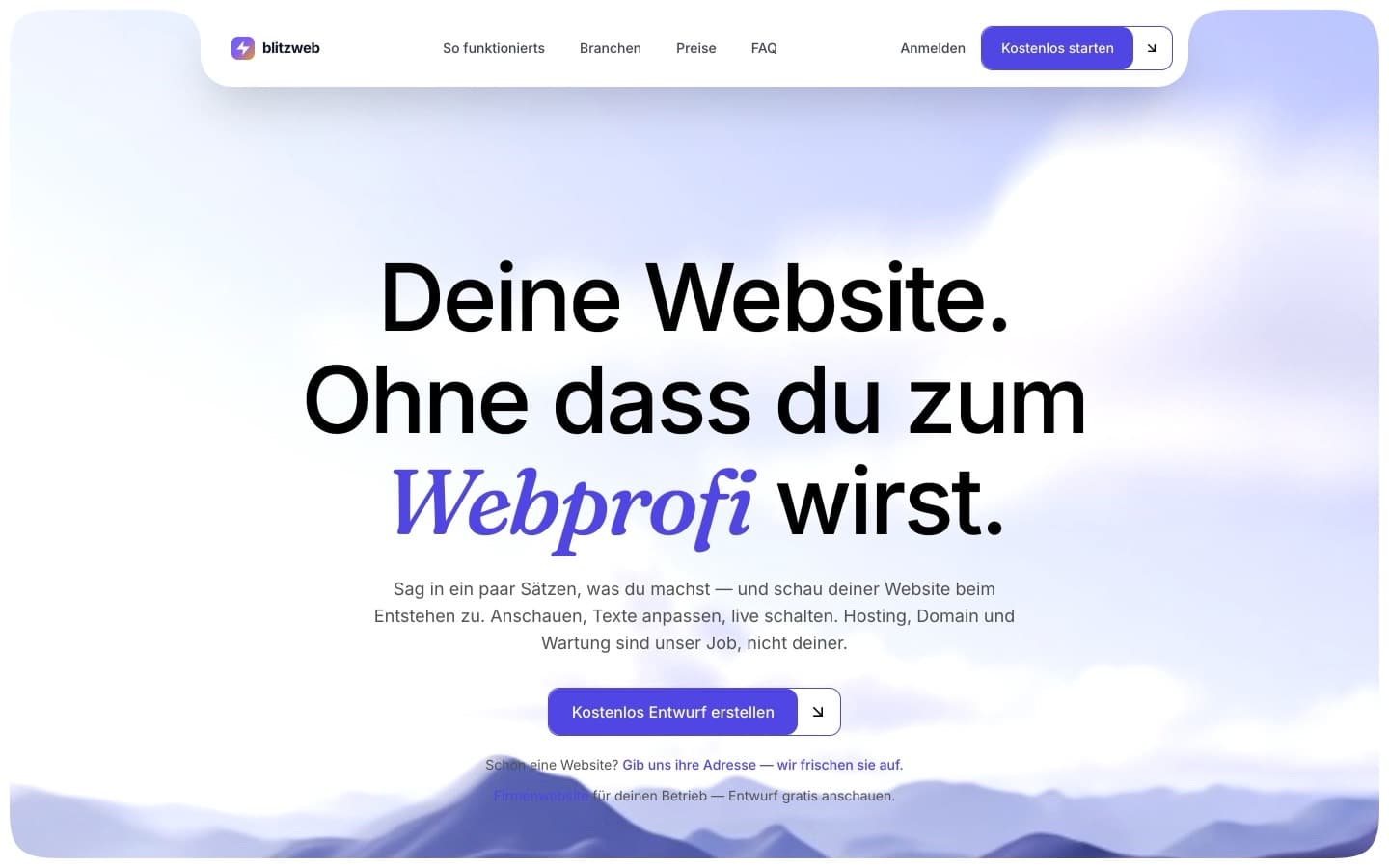 Startseite von blitzweb.ch