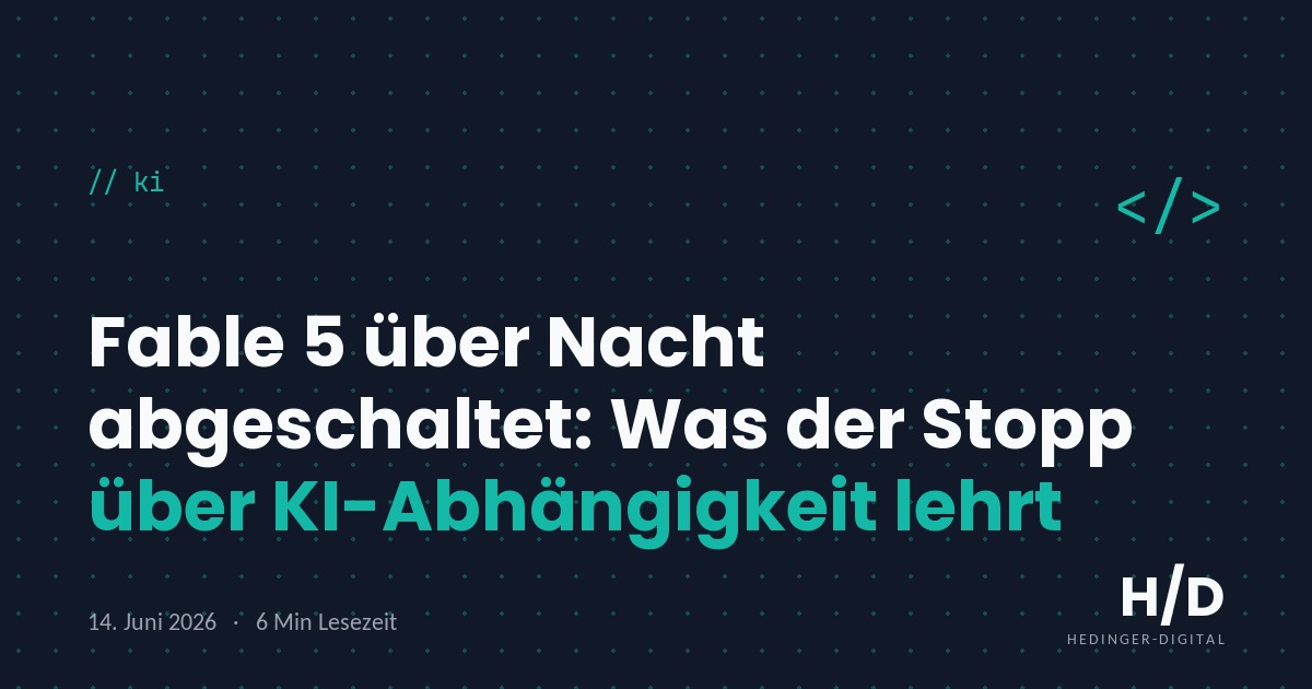 Fable 5 über Nacht abgeschaltet: Was der Stopp über KI-Abhängigkeit lehrt - KI Artikel