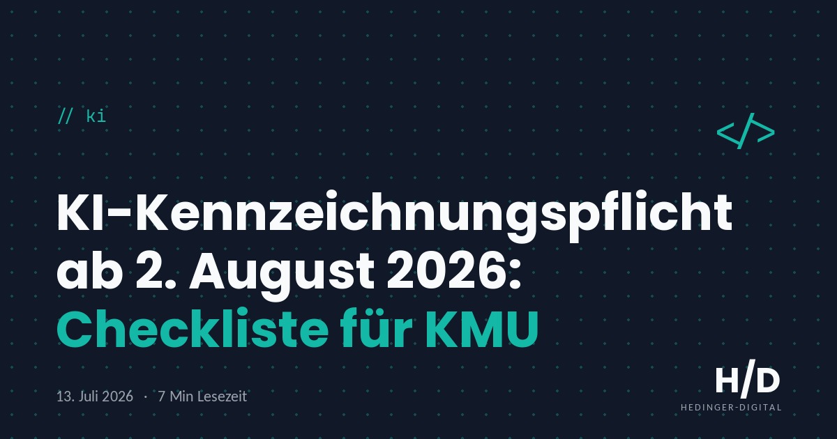KI-Kennzeichnungspflicht ab 2. August 2026: Checkliste für KMU - KI Artikel