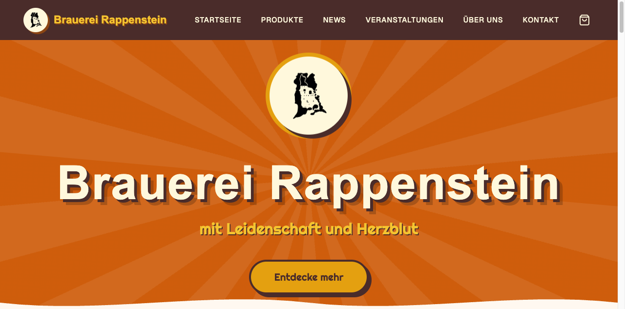 Website von Brauerei Rappenstein