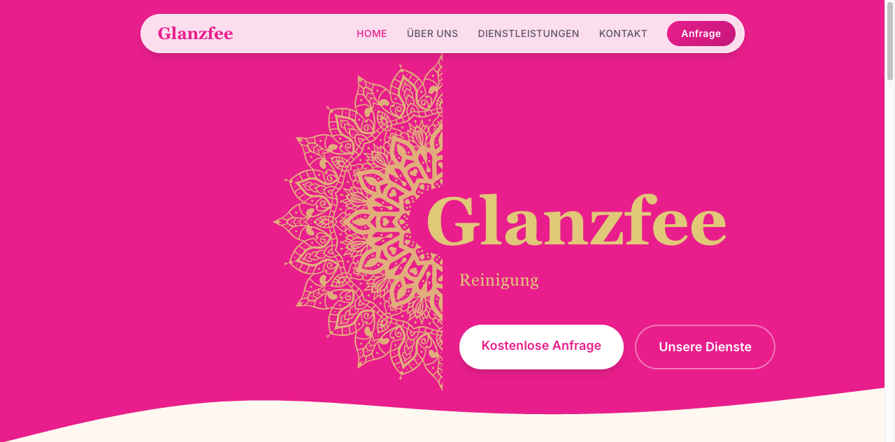 Website von Glanzfee Reinigung