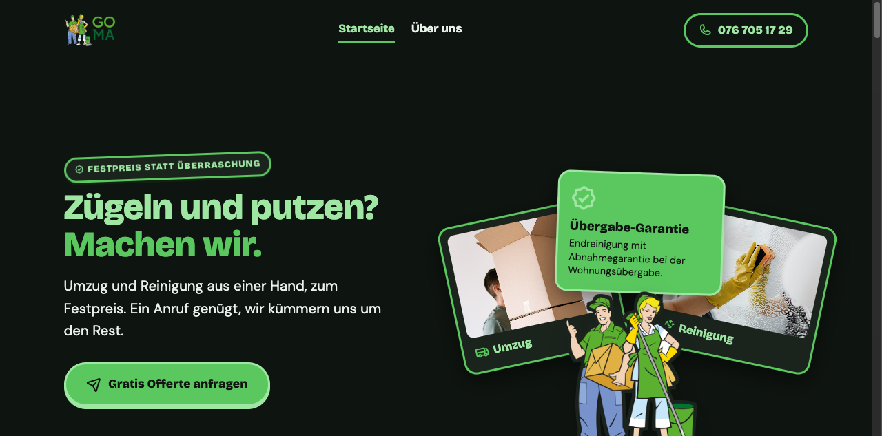 Website von GoMa Umzug & Reinigung